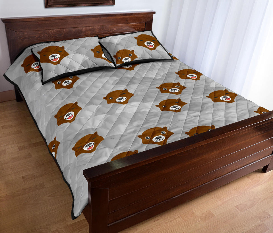 Cute Otter Pattern Quilt Bed Set