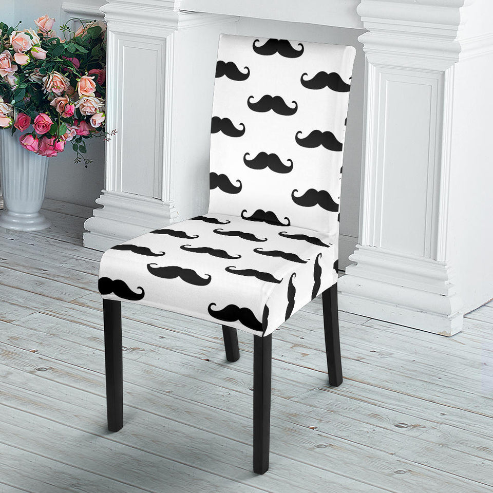 Mustache Beard Pattern Print Design 05 Dining Chair Slipcover