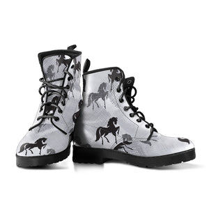 Horse Pattern Leather Boots