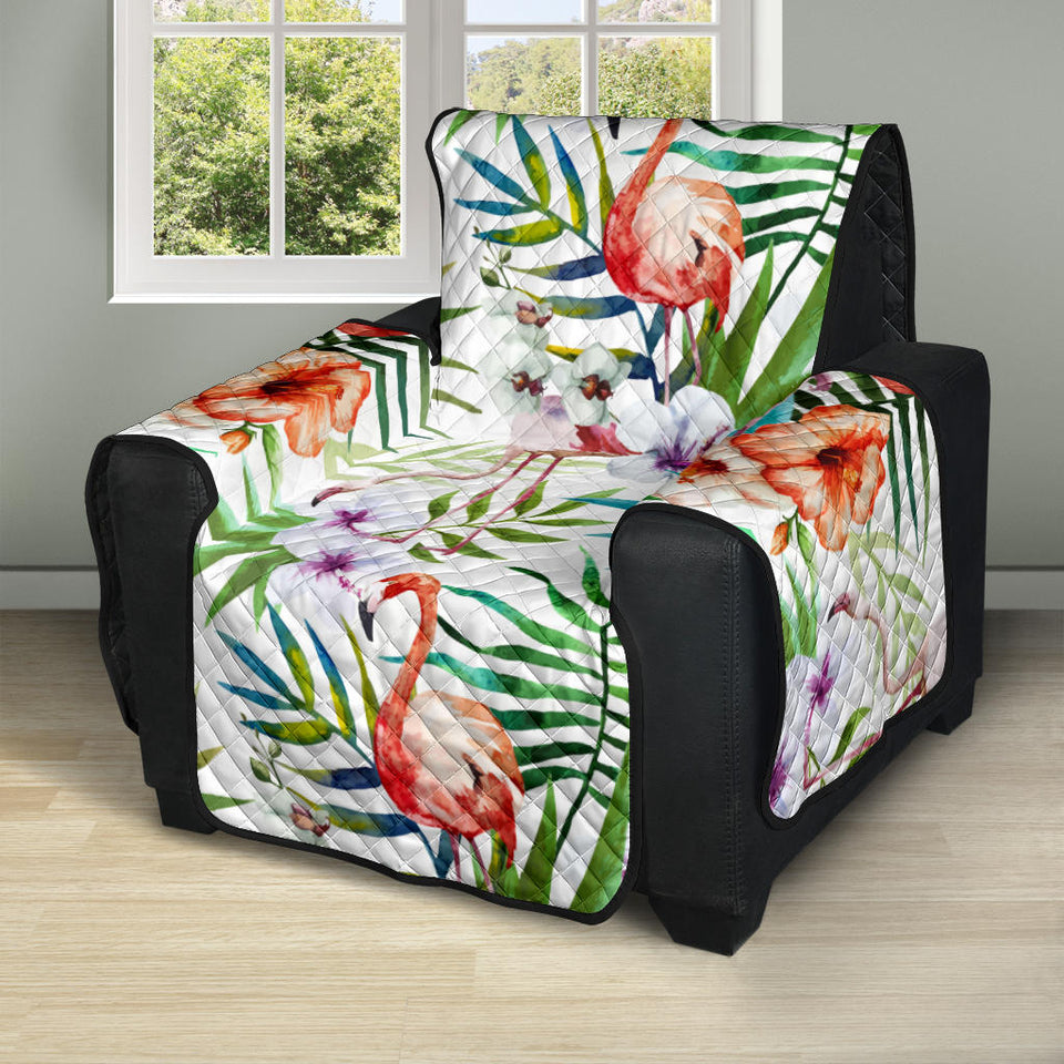 Flamingo Flower Leaves Pattern Recliner Cover Protector