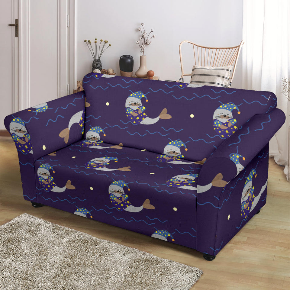 Sleeping Sea Lion Pattern Loveseat Couch Slipcover