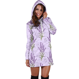 Lavender Pattern Background Women Hoodie Dress