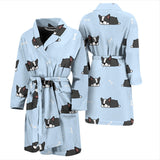 Sleep Boston Terrier Bone Pattern Men Bathrobe