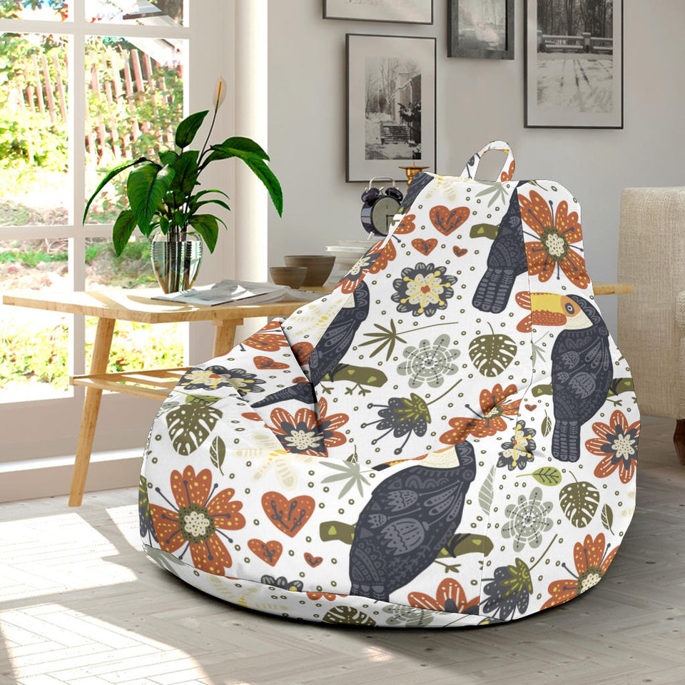 Toucan Flower Pattern Bean Bag Cover