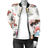Sushi Japanese Pattern Women Bomber Jacket