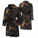 Monkey Pattern Black Background Men Bathrobe
