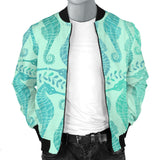 Seahorse Green Pattern Men Bomber Jacket