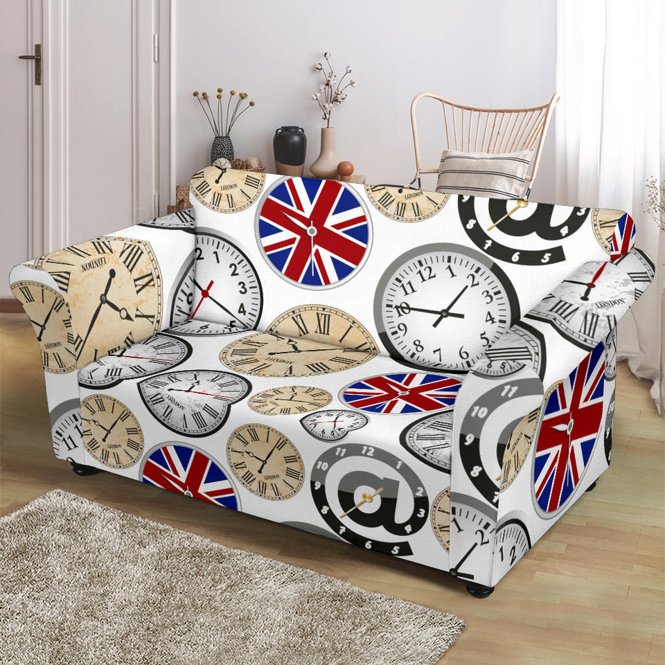 Wall Clock UK Pattern Loveseat Couch Slipcover