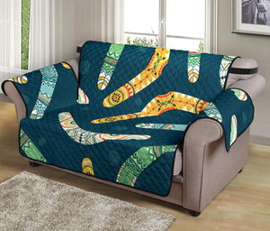 Boomerang Aboriginal Pattern Dark Background Loveseat Couch Cover Protector