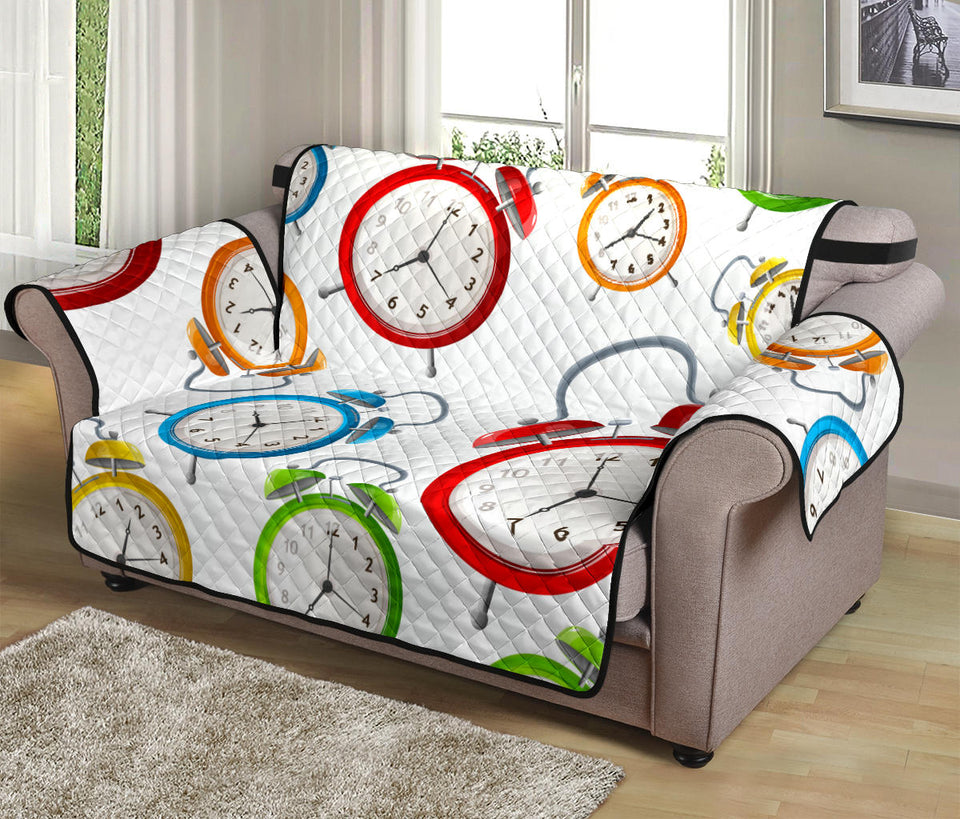 Colorful Clock Pattern Loveseat Couch Cover Protector