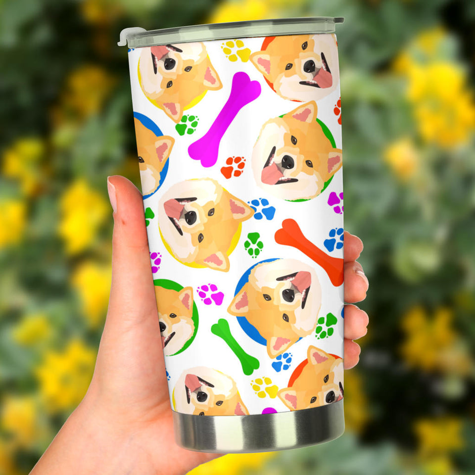 Shiba Inu Paw Bone Pattern Tumbler