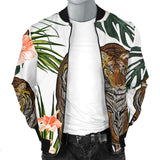 Bengal Tiger Hibicus Pattern Men Bomber Jacket