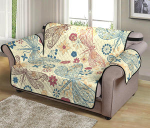 Dragonfly Flower Pattern Loveseat Couch Cover Protector