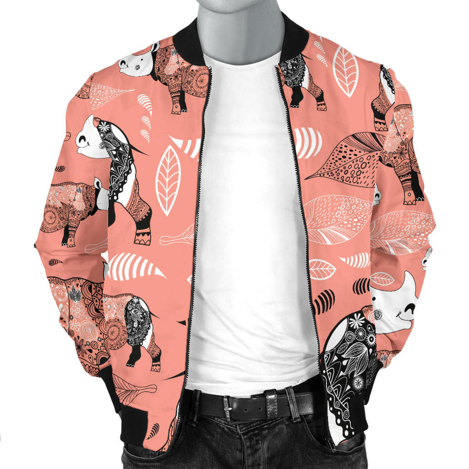 Rhino Tribal Pattern Men Bomber Jacket