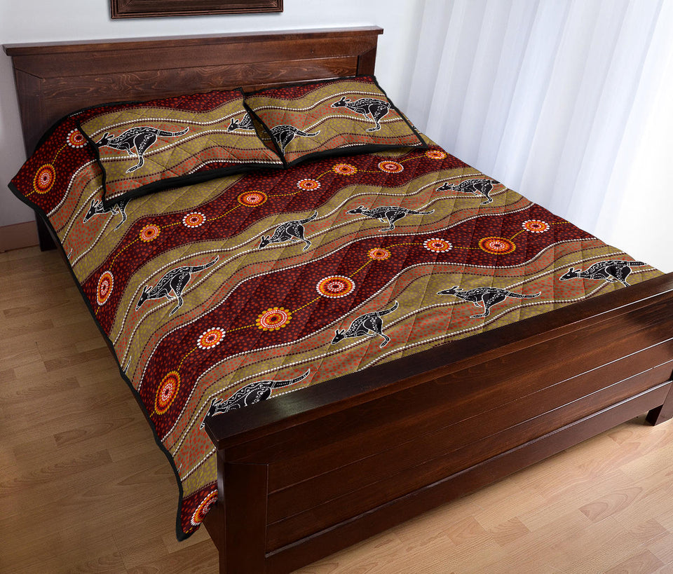 Kangaroo Aboriginal Pattern Quilt Bed Set