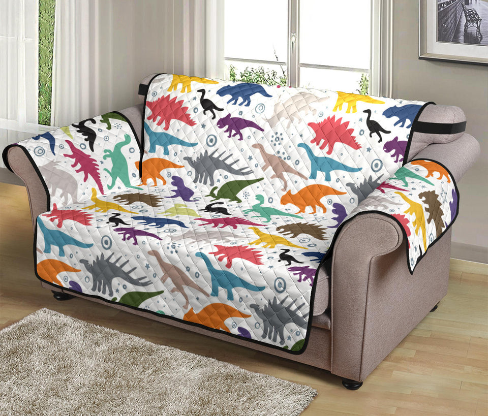 Colorful Dinosaur Pattern Loveseat Couch Cover Protector