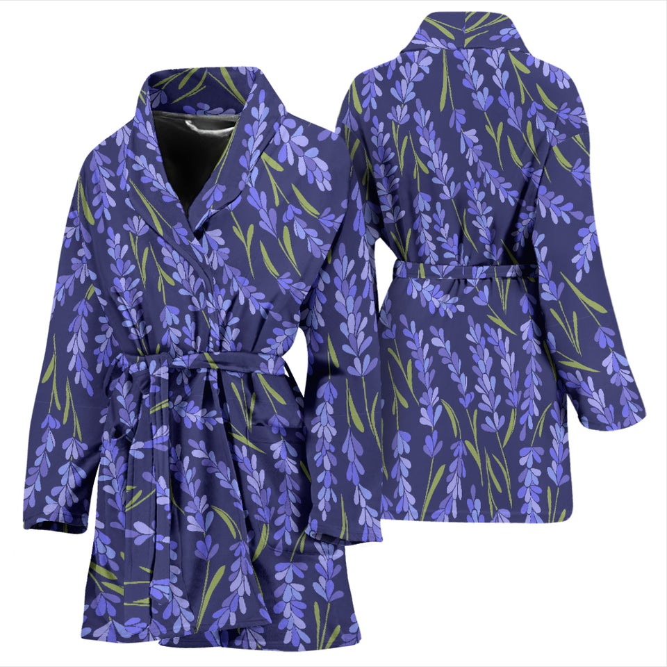 Lavender Theme Pattern Women Bathrobe