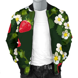 Strawberry Pattern Background Men Bomber Jacket