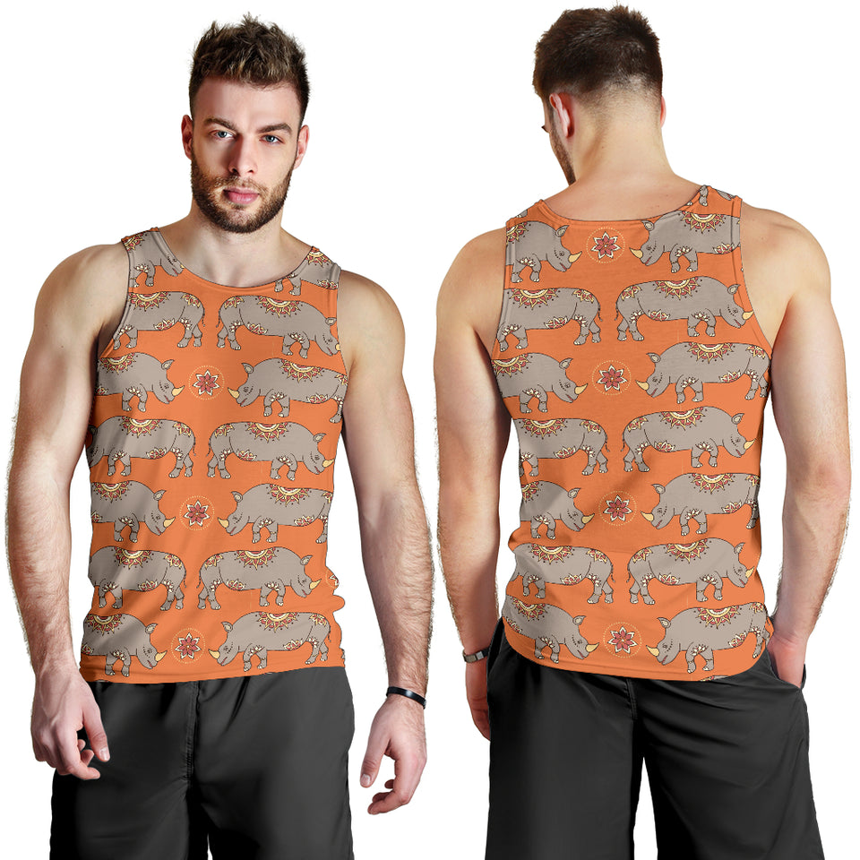 Rhino Pattern Theme Men Tank Top