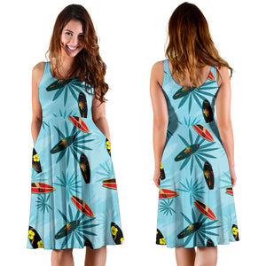 Surfboard Pattern Print Design 03 Sleeveless Midi Dress