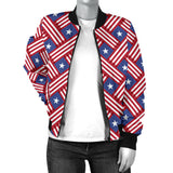 USA Star Stripe Pattern Women Bomber Jacket