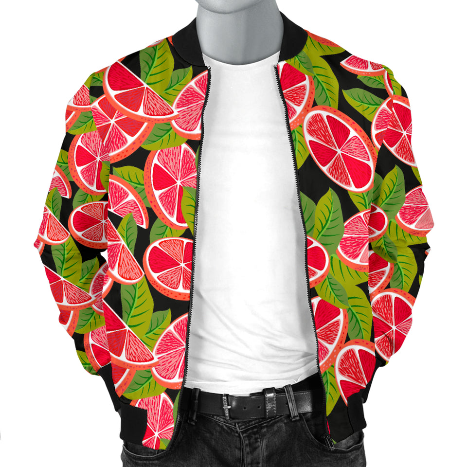 Grapefruit Leaves Pattern Men Bomber Jacket