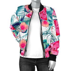 Watermelon Flower Pattern Women Bomber Jacket