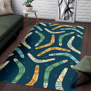 Boomerang Aboriginal Pattern Dark Background Area Rug