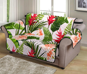 Heliconia Hibiscus Leaves Pattern Loveseat Couch Cover Protector
