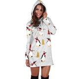 Penguin Christmas Tree Pattern Women Hoodie Dress