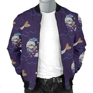 Sleeping Sea Lion Pattern Men Bomber Jacket