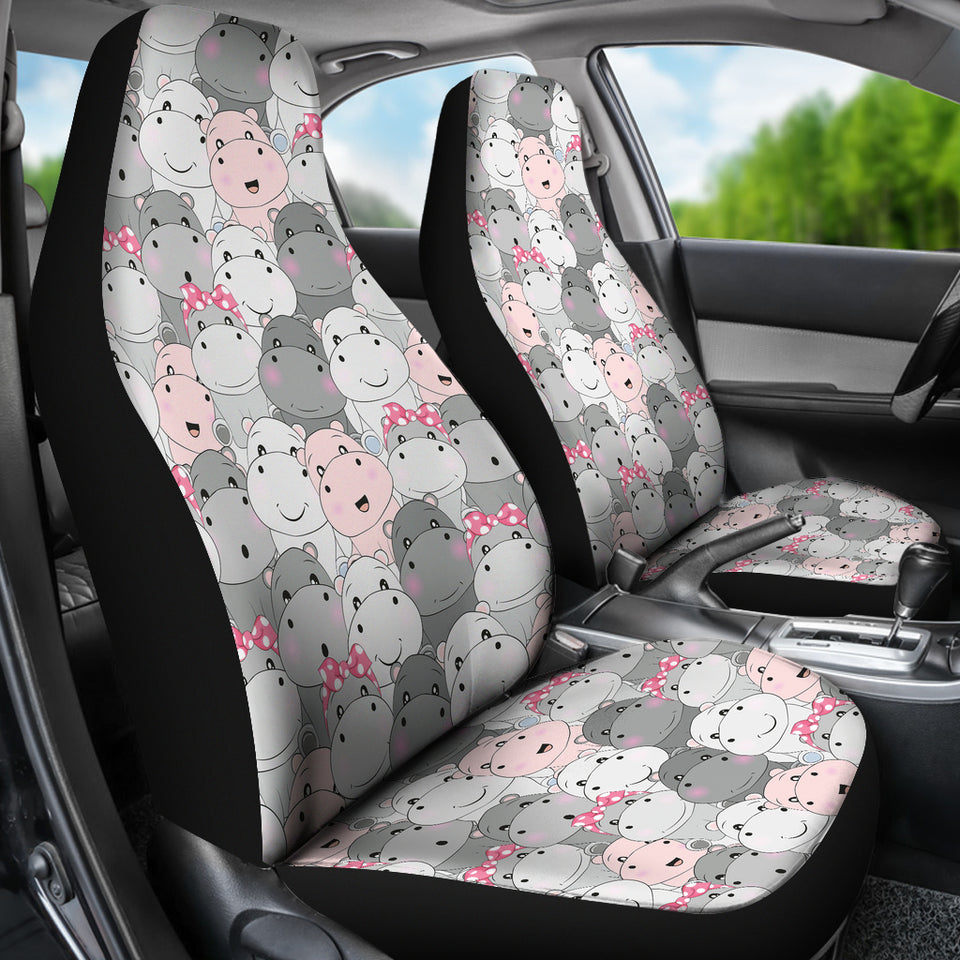 Hippopotamus Pattern Print Design 03 Universal Fit Car Seat Covers