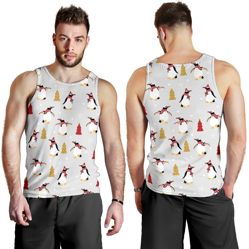 Penguin Christmas Tree Pattern Men Tank Top