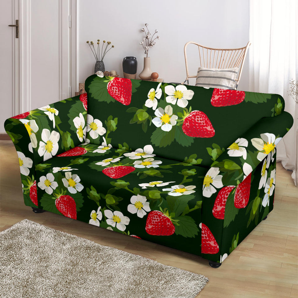 Strawberry Pattern Background Loveseat Couch Slipcover