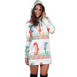 Seahorse Pattern Theme Women Hoodie Dress