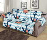 Anchor Flower Blue Stripe Pattern Sofa Cover Protector