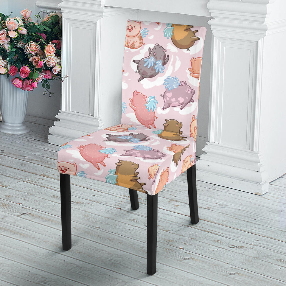 Pig Pattern Print Design 02 Dining Chair Slipcover