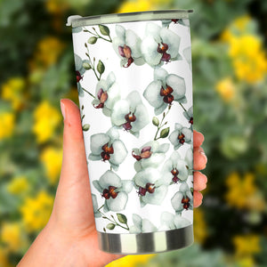 White Orchid Pattern Tumbler