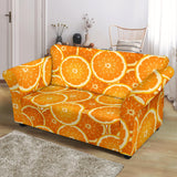 Sliced Orange Pattern Loveseat Couch Slipcover