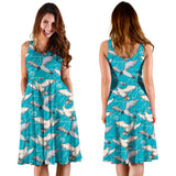 Seagull Pattern Print Design 03 Sleeveless Midi Dress