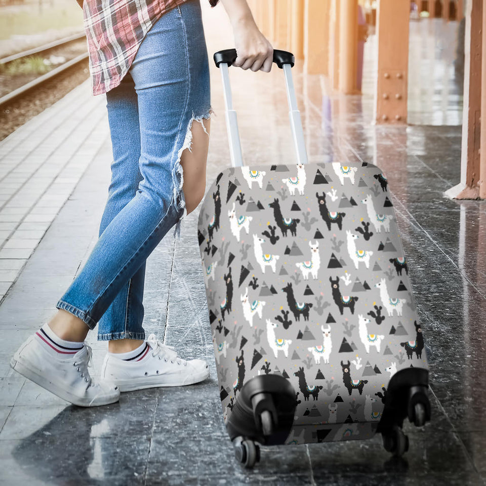 Black and White Llama Pattern Luggage Covers