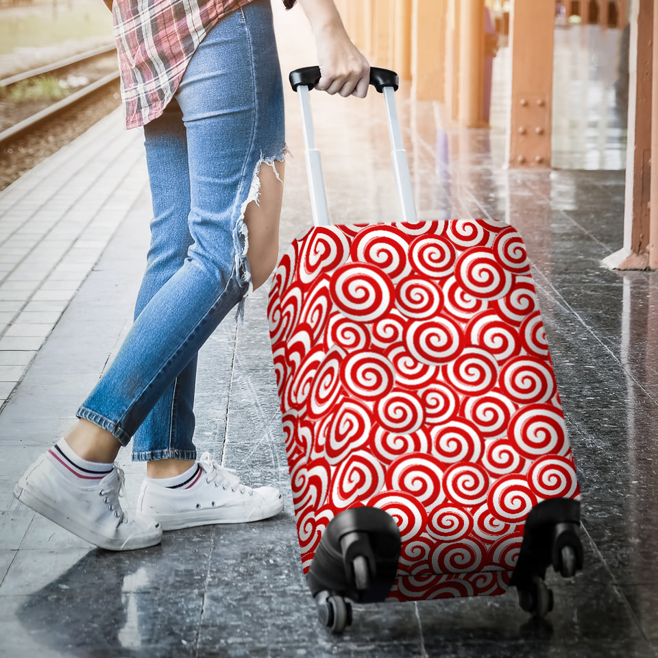 Red and White Candy Spiral Lollipops Pattern Luggage Covers