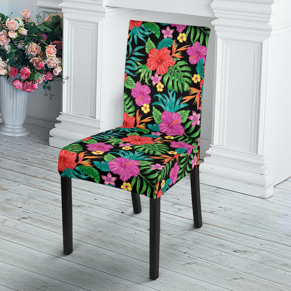 Hibiscus Pattern Print Design 01 Dining Chair Slipcover