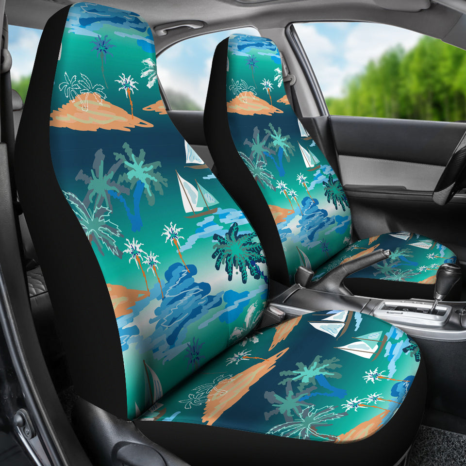 Sailboat Water Color Pattern Universal Fit Car Seat Covers