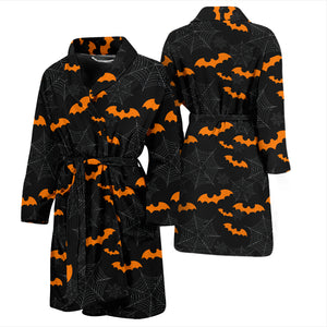 Cobweb Spider Web Bat Pattern Men Bathrobe