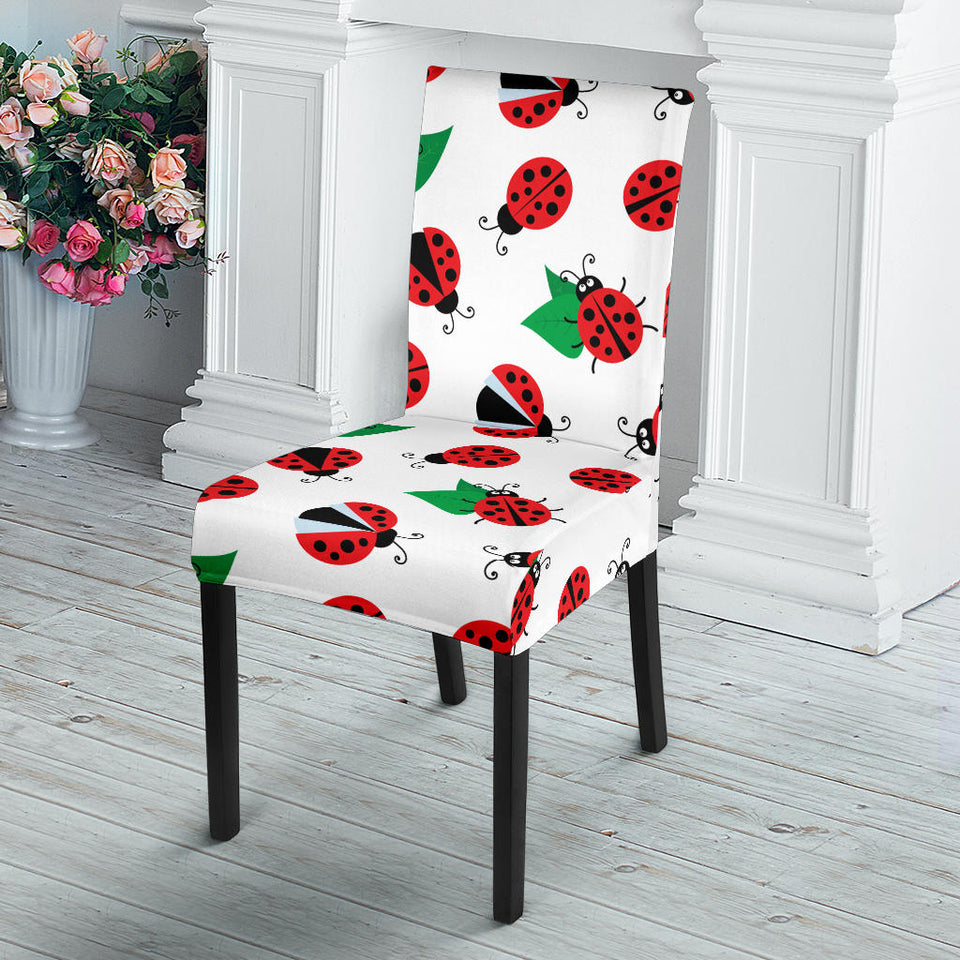 Ladybug Pattern Print Design 01 Dining Chair Slipcover
