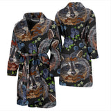 Raccoon Blueburry Pattern Men Bathrobe