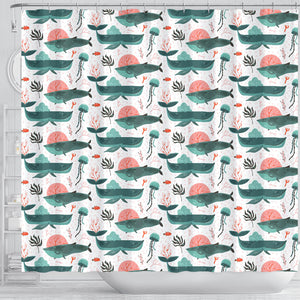 Whale Jelly Fish Pattern  Shower Curtain Fulfilled In US