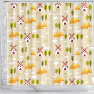 Windmill Pattern Shower Curtain Fulfilled In US