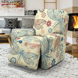 Dragonfly Flower Pattern Recliner Chair Slipcover